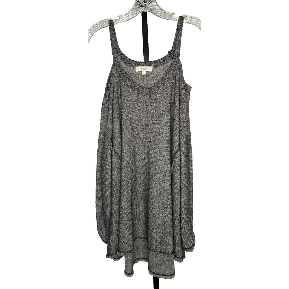 Umgee Women's Size‎ XL gray raw edge Cold Shoulder Top Boho Travel Cruise Wear